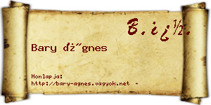 Bary Ágnes névjegykártya