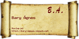 Bary Ágnes névjegykártya